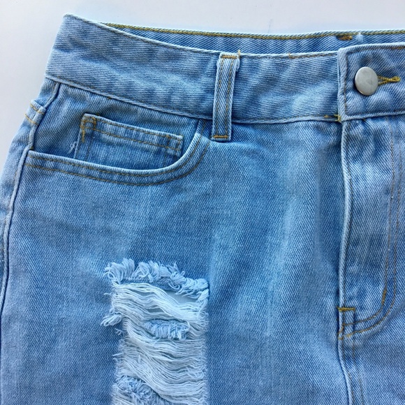 Distressed Denim Mini Skirt - Picture 8 of 8
